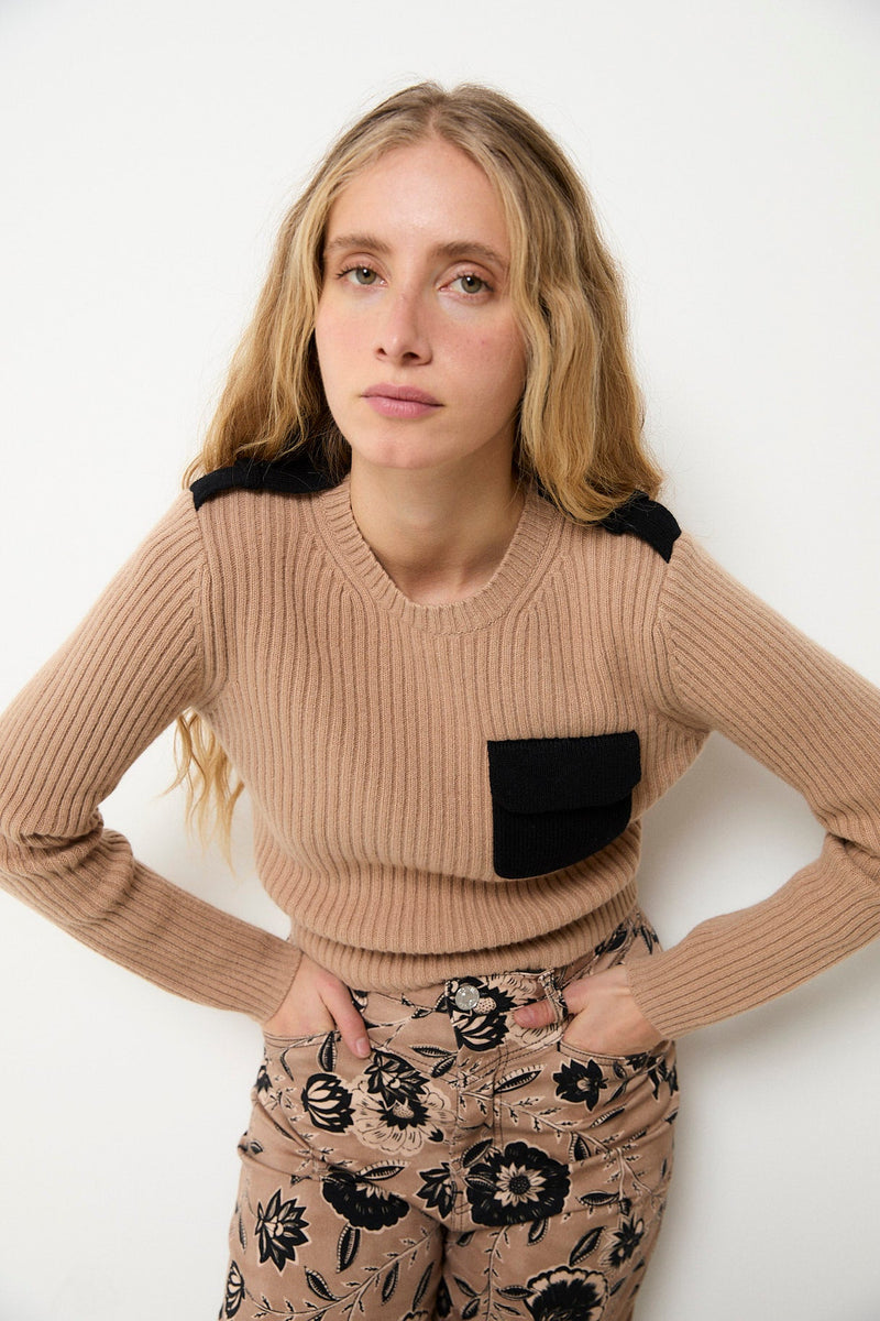 Pull Militaire Maille Beige