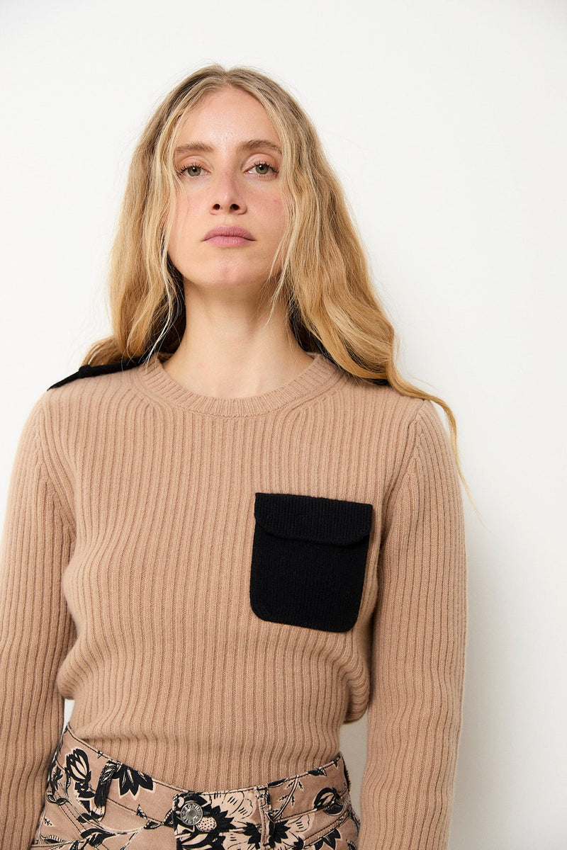 Pull Militaire Maille Beige
