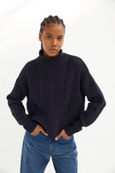 Pull Torsades Maille Marine