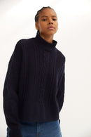Pull Torsades Maille Marine