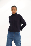 Pull Torsades Maille Marine