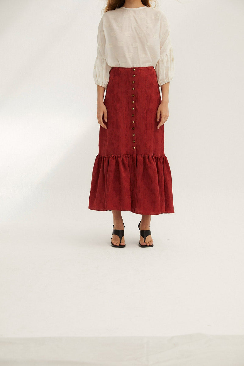 Jupe Federica Jacquard Rustique Terracotta