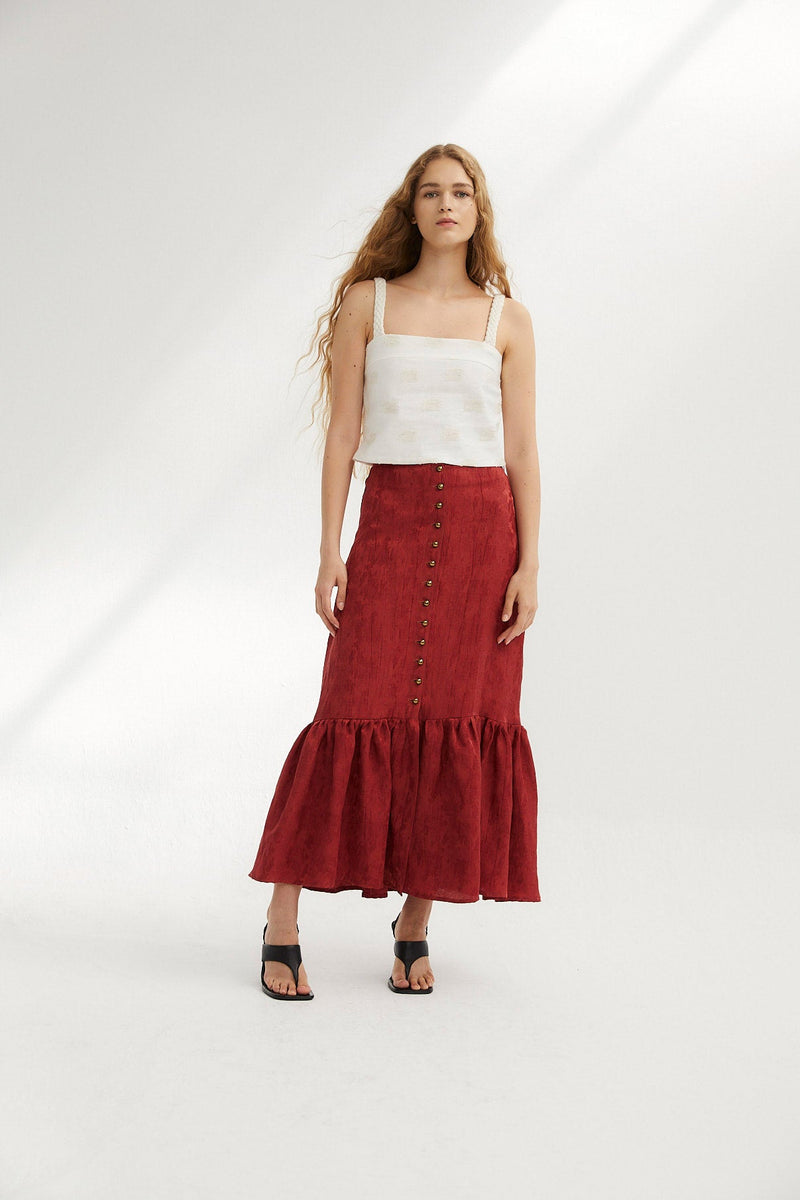 Jupe Federica Jacquard Rustique Terracotta