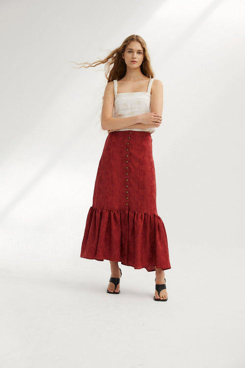 Jupe Federica Jacquard Rustique Terracotta