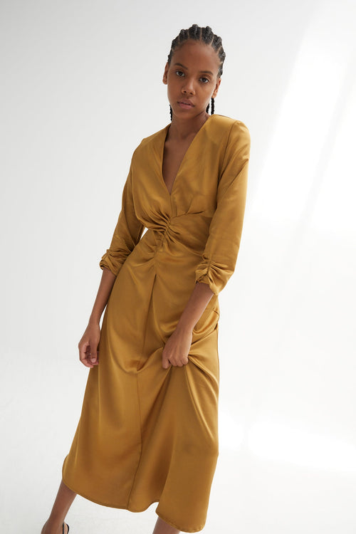 Robe Fernanda Satin Ocre