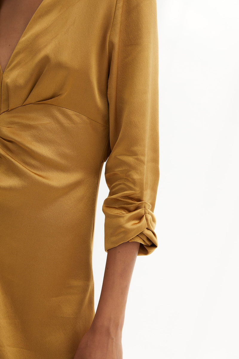 Robe Fernanda Satin Ocre