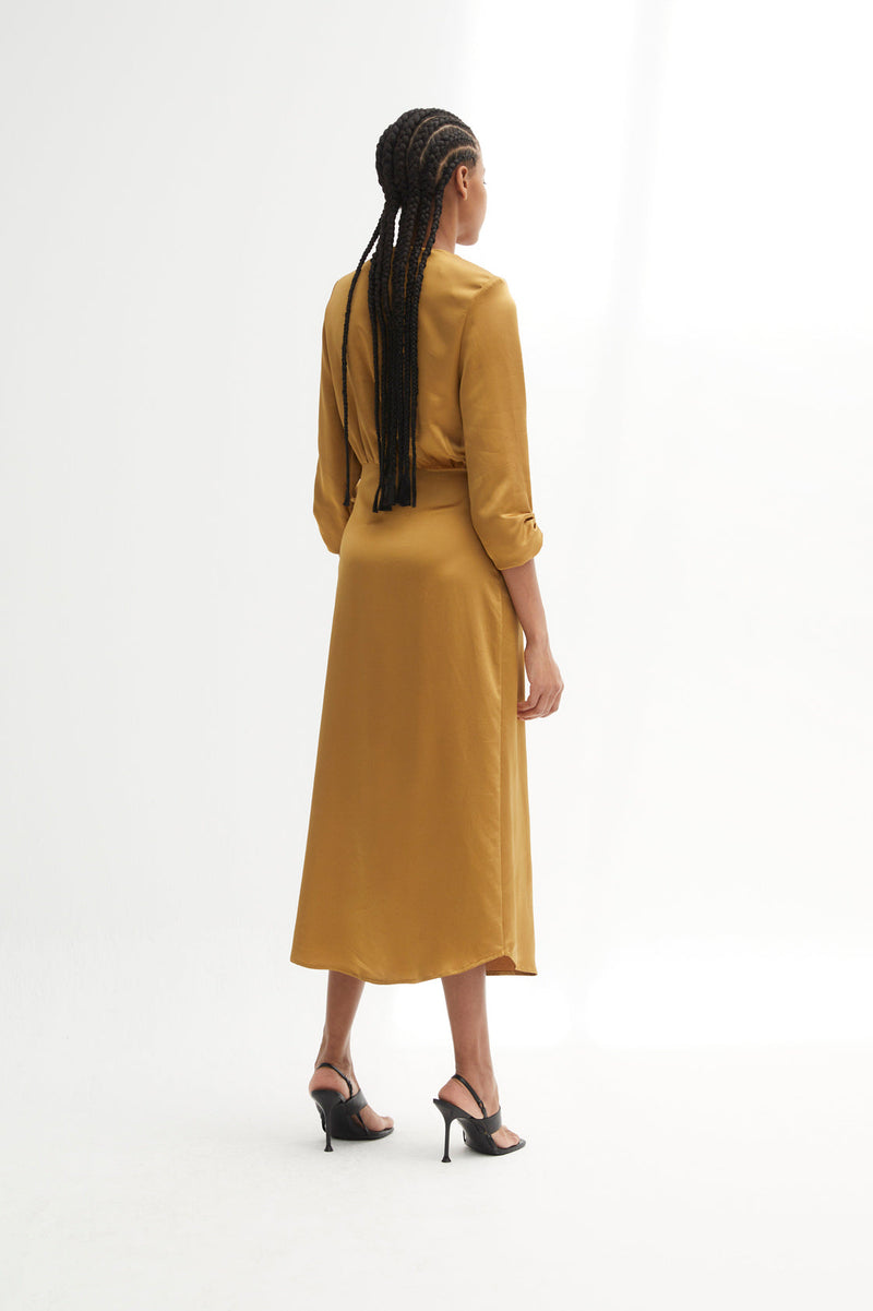 Robe Fernanda Satin Ocre