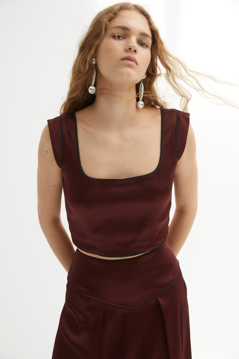 Top Triana Satin Marron