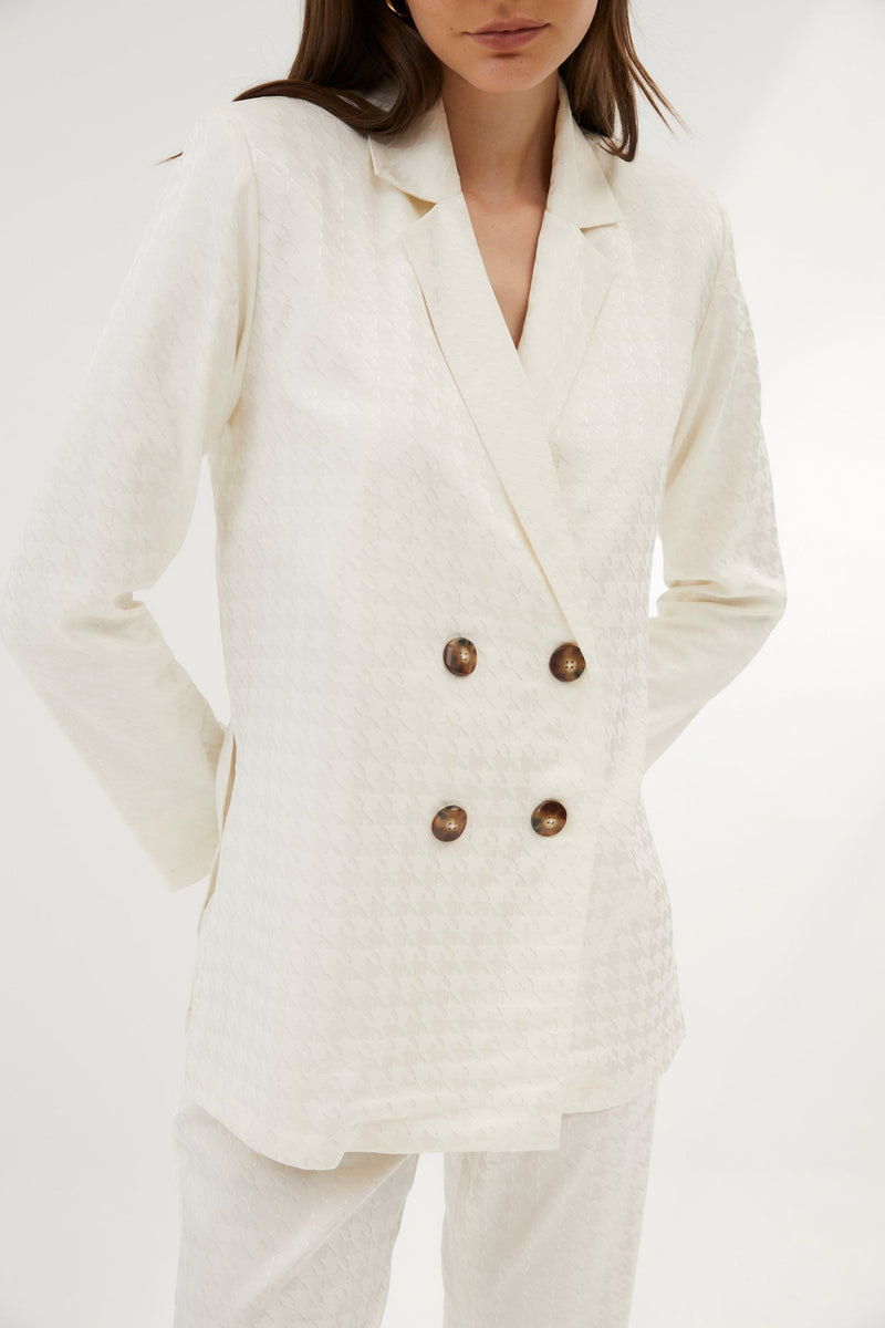 Veste Icon Pied-De-Poule Écru