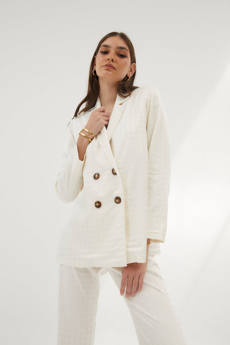 Veste Icon Pied-De-Poule Écru