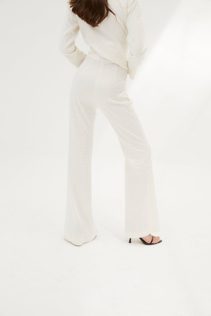 Pantalon Eighties Pied-De-Poule Écru