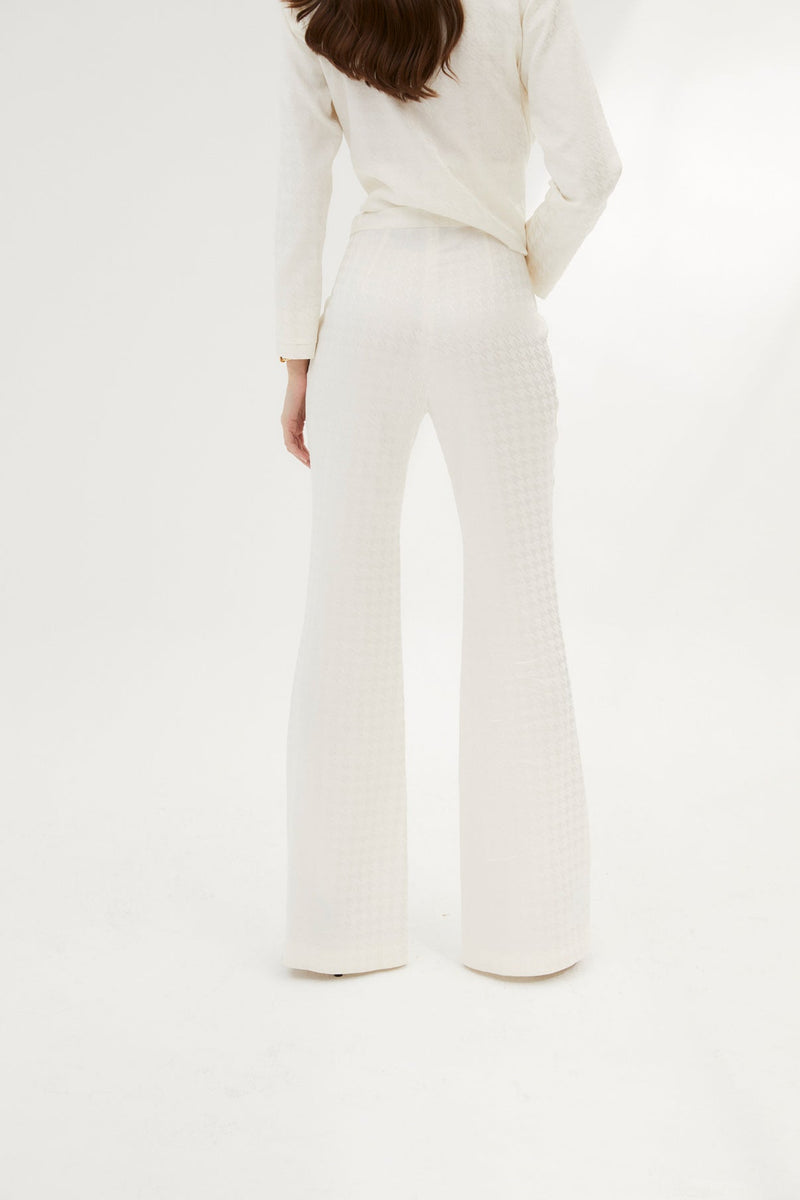 Pantalon Eighties Pied-De-Poule Écru