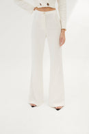 Pantalon Eighties Pied-De-Poule Écru
