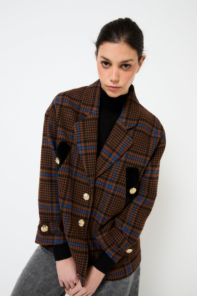 Manteau Dakota Carreaux Camel