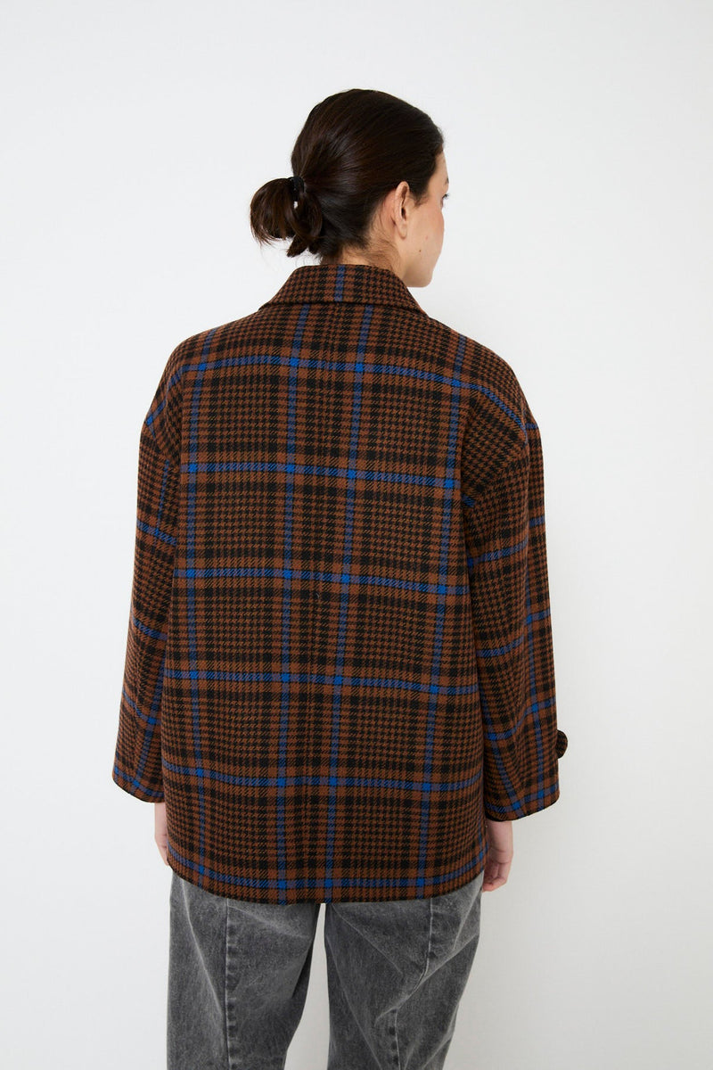 Manteau Dakota Carreaux Camel