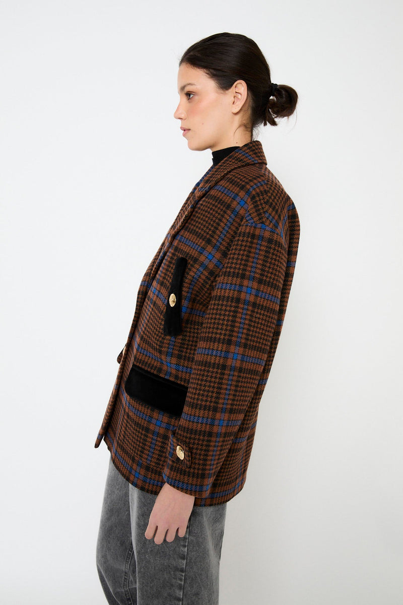 Manteau Dakota Carreaux Camel
