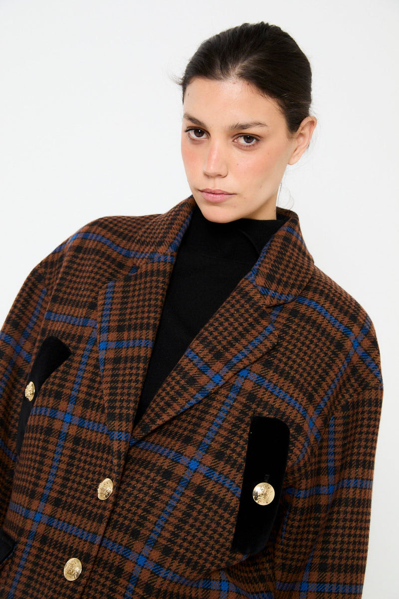 Manteau Dakota Carreaux Camel