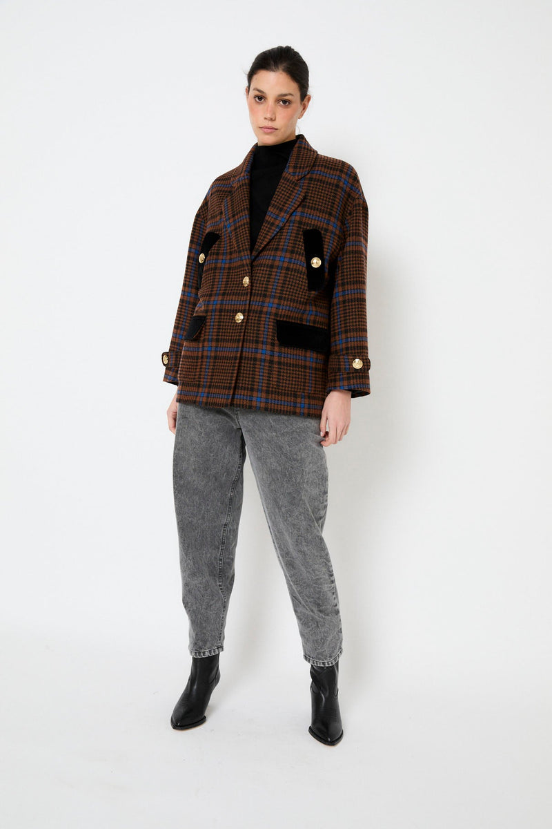 Manteau Dakota Carreaux Camel