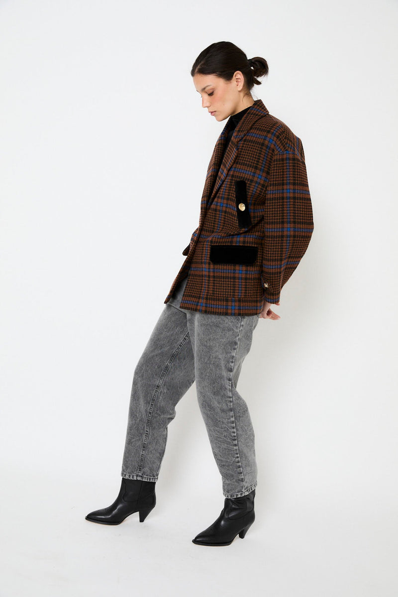 Manteau Dakota Carreaux Camel