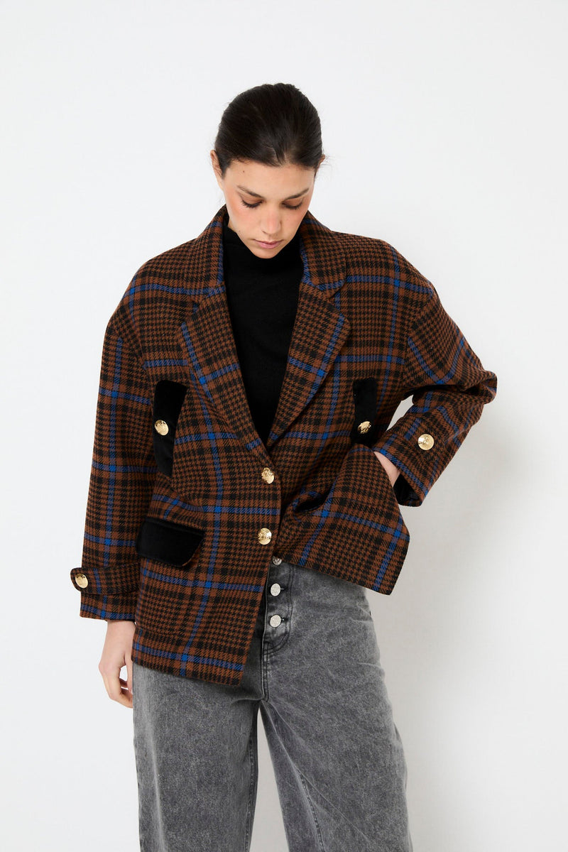 Manteau Dakota Carreaux Camel