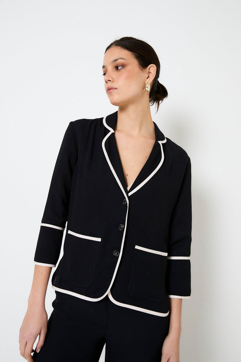 Veste Biais Crêpe Noir