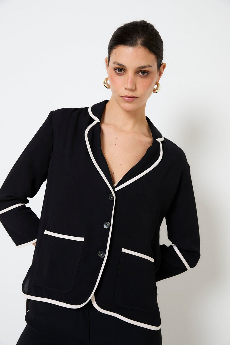 Veste Biais Crêpe Noir