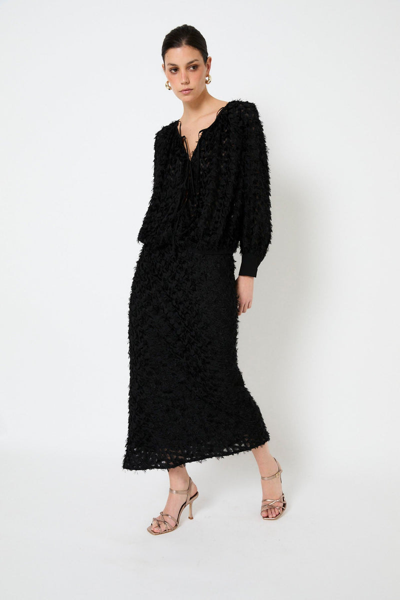 Jupe Biais Peluche Noir
