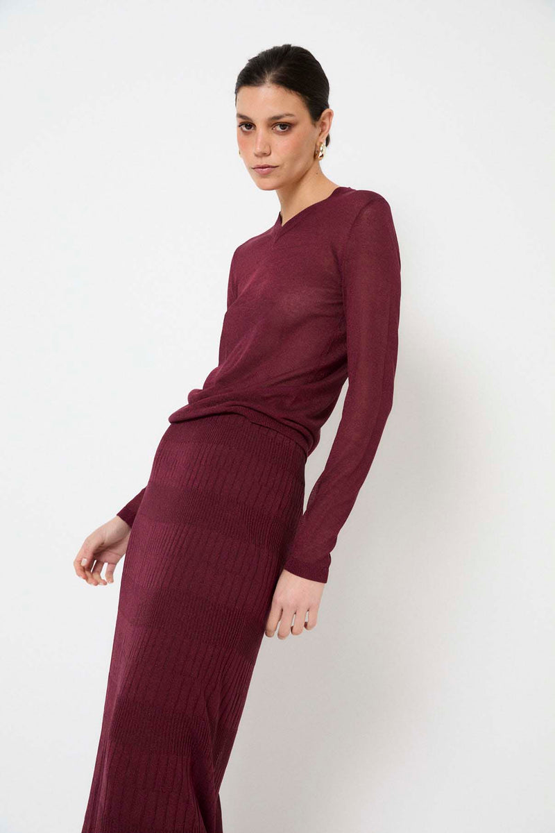 Top Lurex Maille Bordeaux