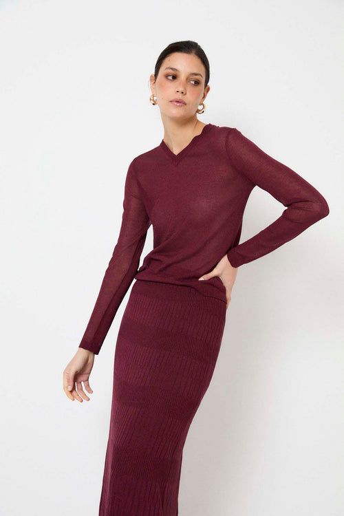 Top Lurex Maille Bordeaux