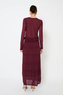 Jupe Lurex Maille Bordeaux