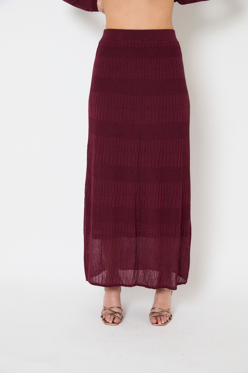 Jupe Lurex Maille Bordeaux