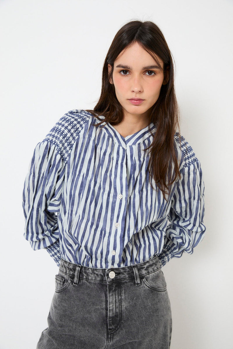 Blouse Venice Nid D'Abeille Bleu