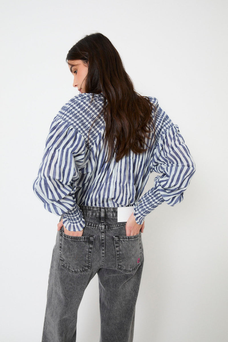 Blouse Venice Nid D'Abeille Bleu
