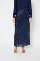 Jupe Biais Sequins Marine