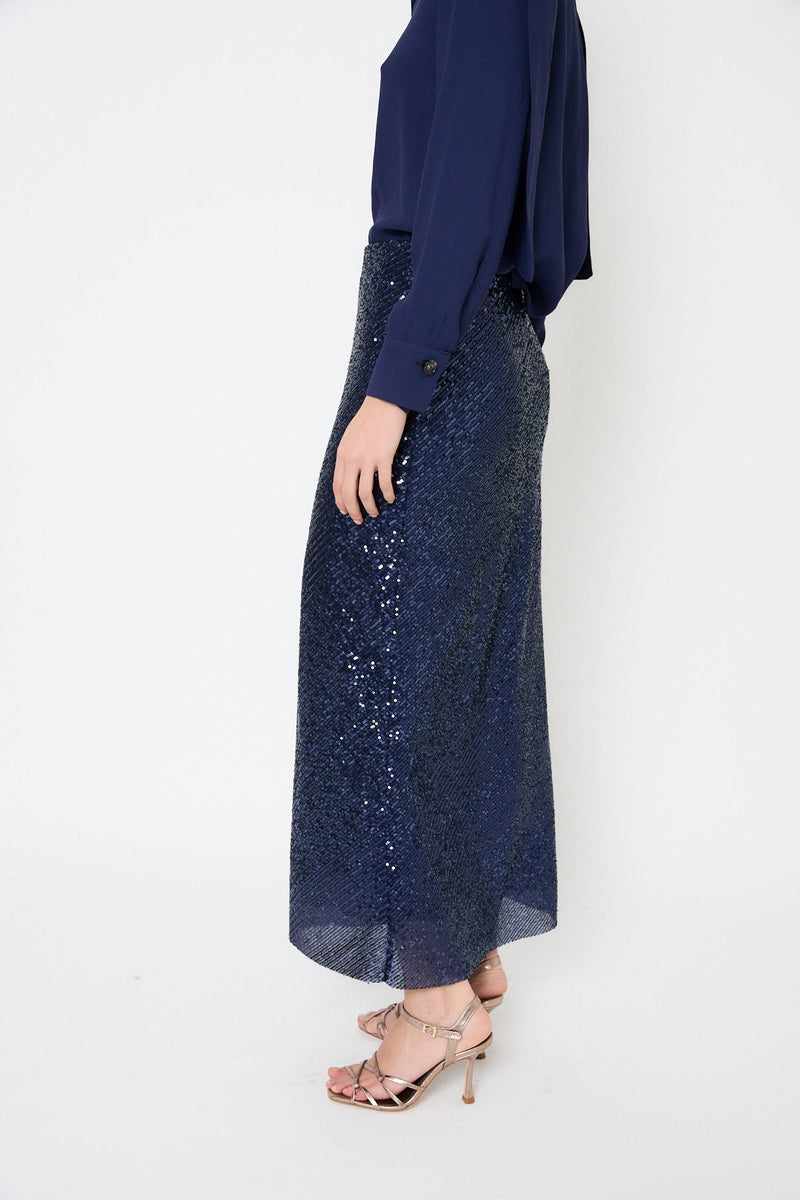 Jupe Biais Sequins Marine