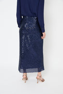 Jupe Biais Sequins Marine