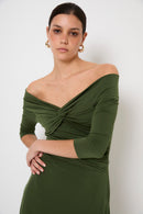 Robe Nœud Maille Vert