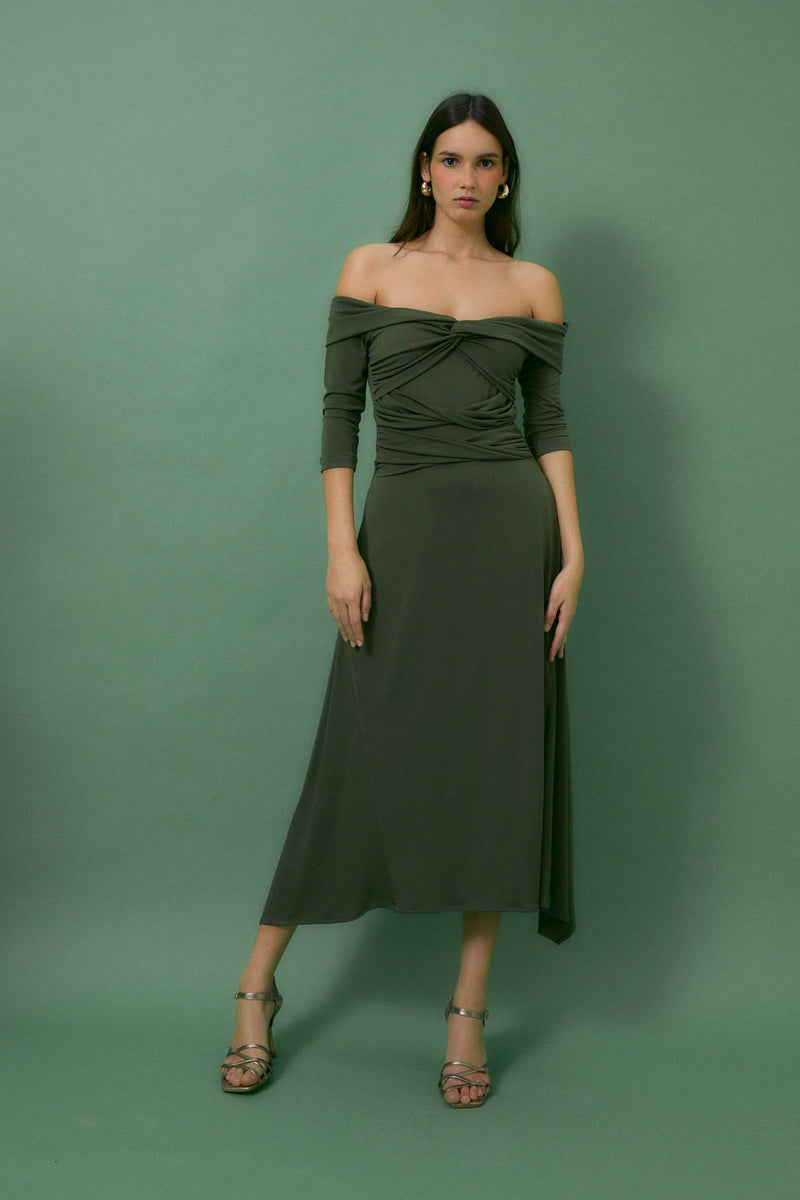 Robe Nœud Maille Vert