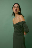 Robe Nœud Maille Vert