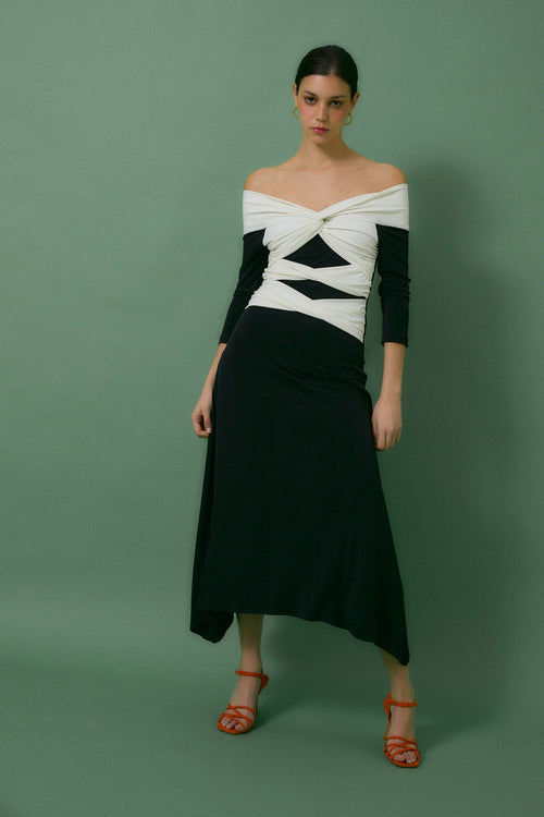 Robe Nœud Maille Noir