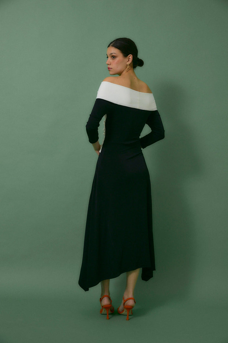 Robe Nœud Maille Noir