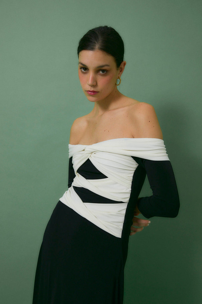 Robe Nœud Maille Noir