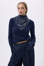 Petit Bandana Angy - Bleu Marine Blanc - Femme