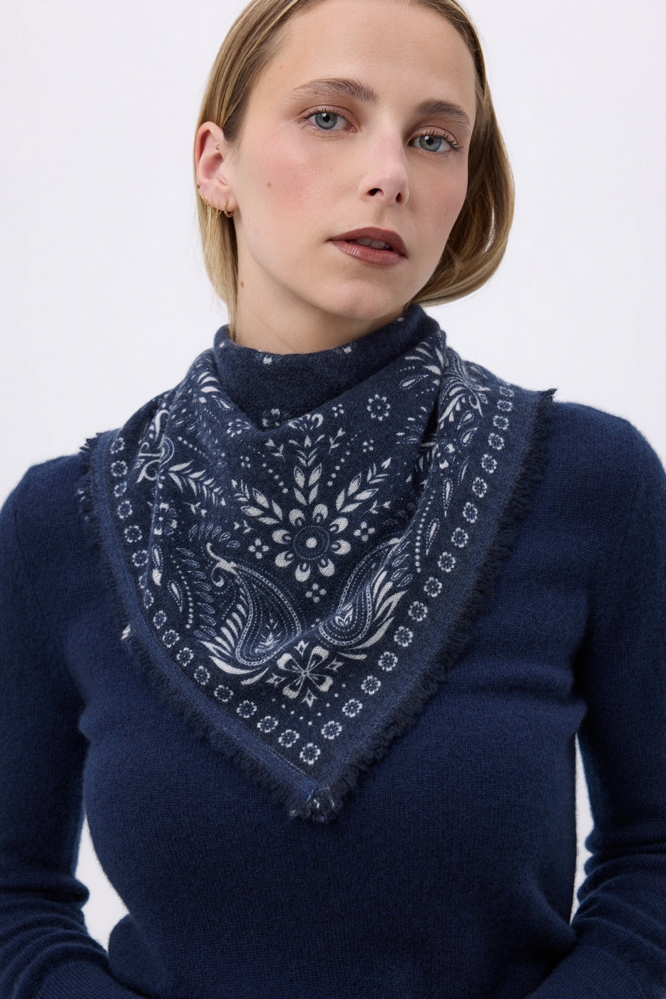 Petit Bandana Angy - Bleu Marine Blanc - Femme