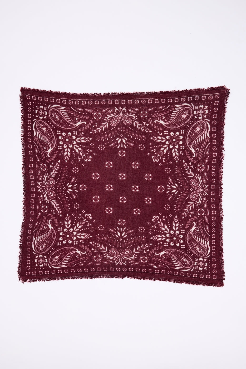 BANDANA/SMALL ANGY/BODYBURGUNDY  PRINT WHITE-K-54*54CM