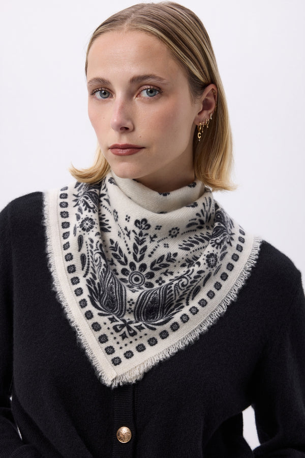 Mała bandana Angy - Czarno-biała - Damska