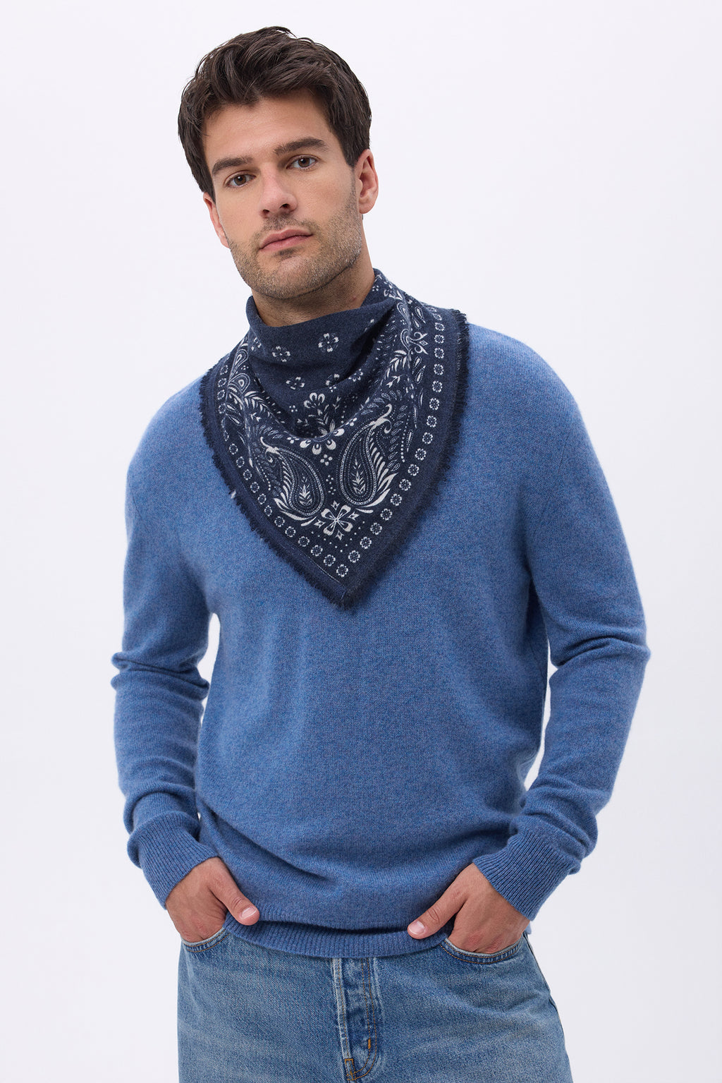 Petit Bandana Angy - Bleu Marine Blanc - Homme