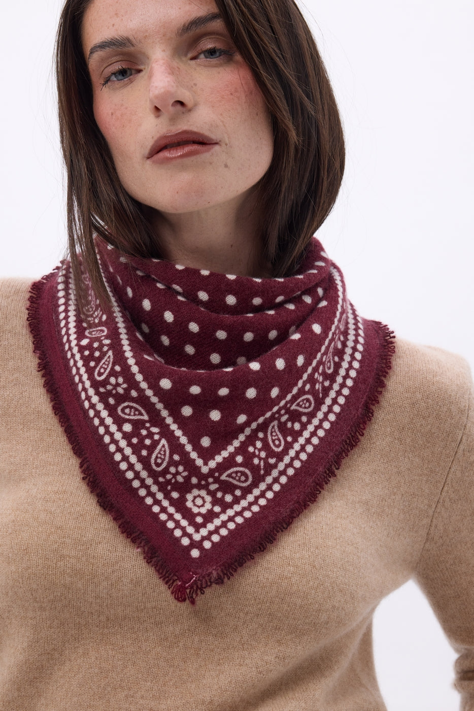 Bandana pequeño Dotty - Burdeos - Mujer