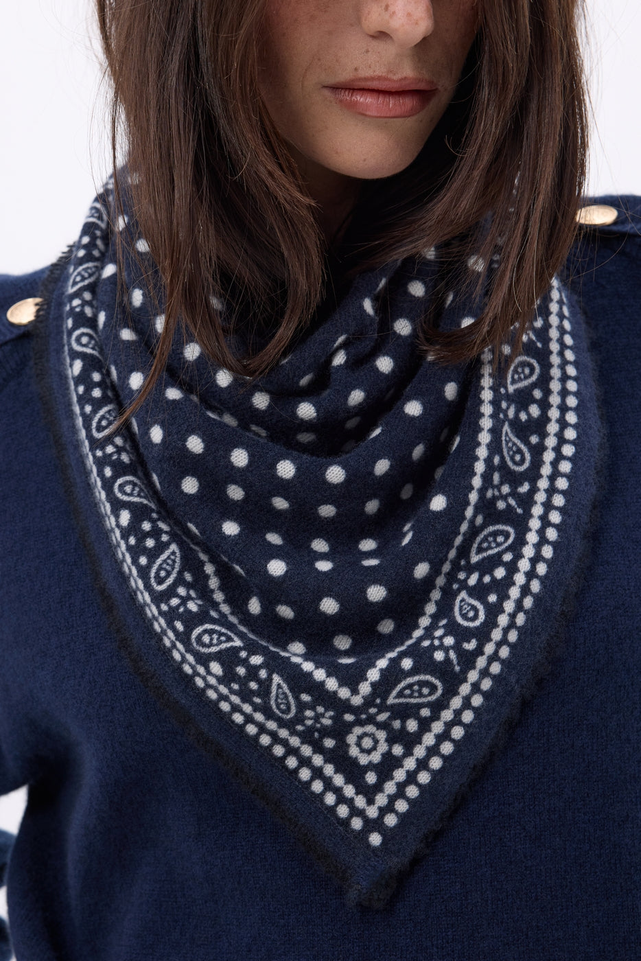 Small Dotty Bandana - Navy Blue - Women
