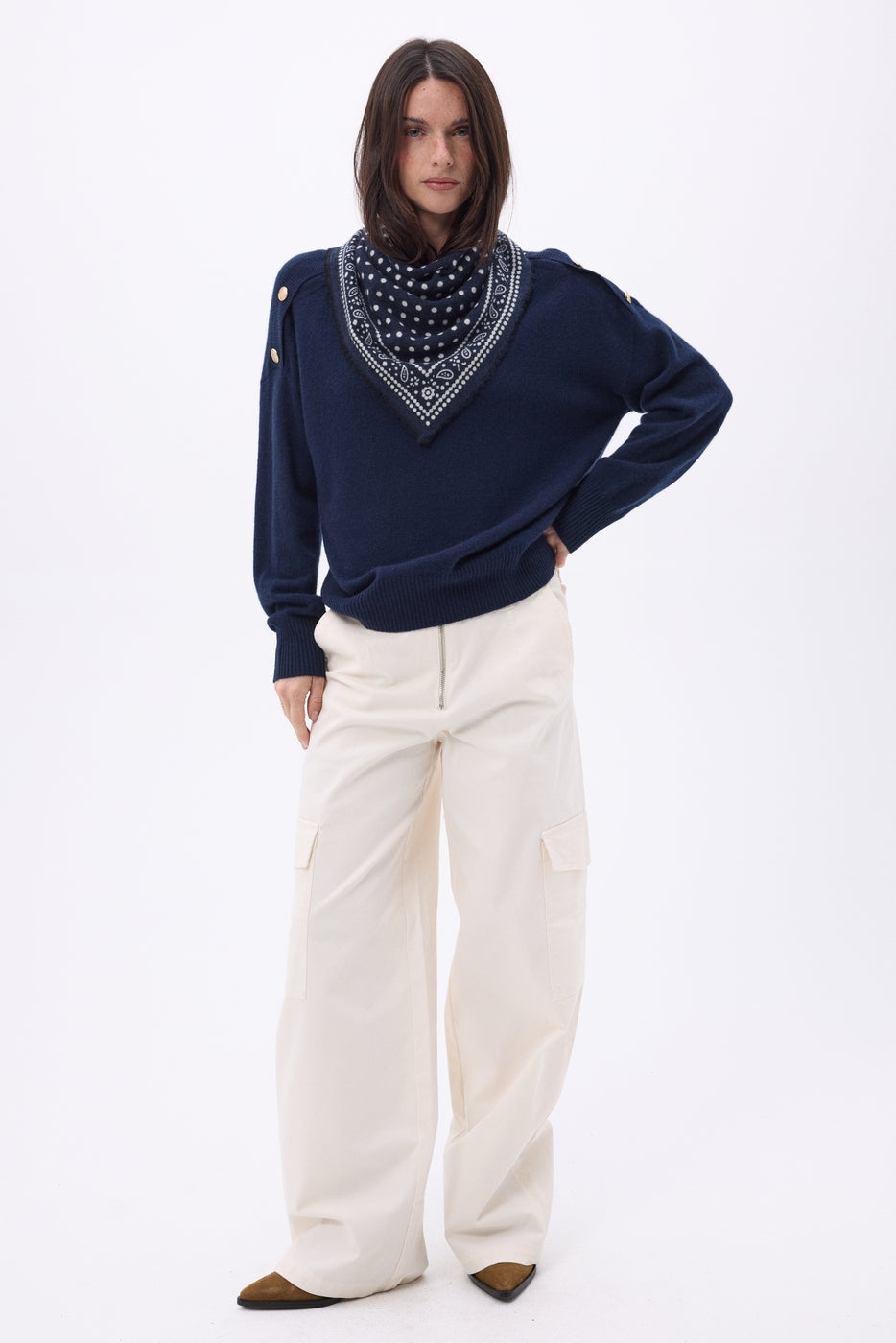 Small Dotty Bandana - Navy Blue - Women